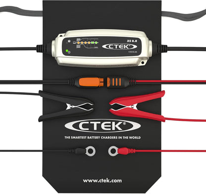 CTEK XS 0.8 Cargador Batería 12V 0.8A, Cargador Inteligente Baterias, Cargador Batería Moto, Quad, Moto De Nieve, Jetski, Moto De Agua Y Cortacésped, Mantenedor De Batería Y Desulfatador De Batería