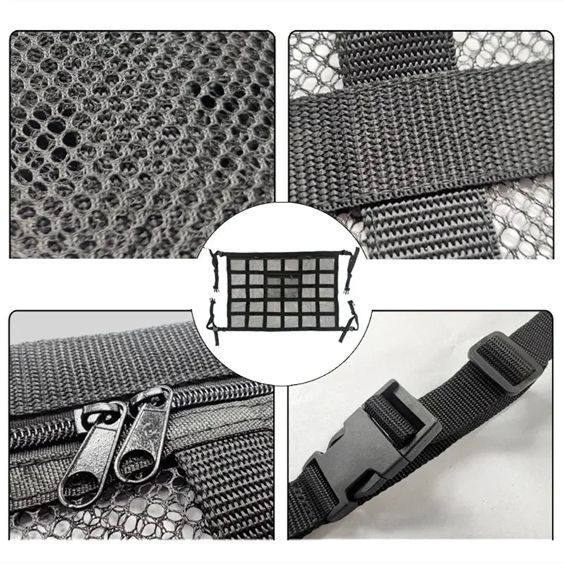 Car Roof Top Ceiling Cargo Net Pocket Mesh Organizer Bag anti Sagging Luggage Storage Net Bag for SUV Van SUV Long Trip Camping