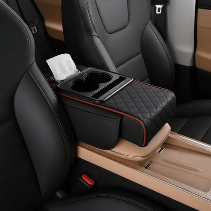 Car Armrest Box 7.5Cm Thicken Height Pad Arm Rest Cushion with Pocket Tissue Cup Holder Memory Cotton Elbow Support Height Pad