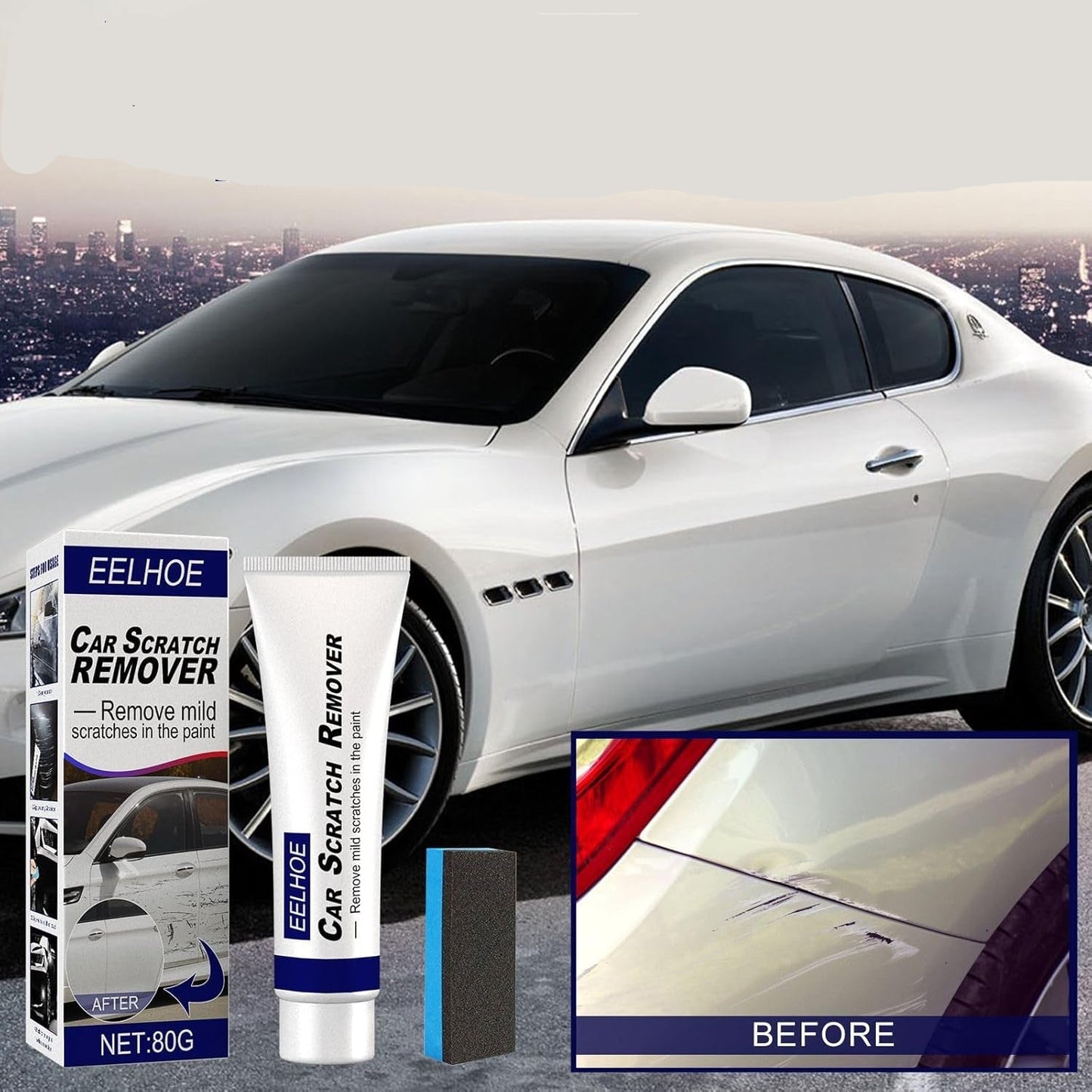 Reparador Arañazos Coche,  Quita Arañazos Coche, Pulimento Coche Arañazos, Quita Rayones Coche, Con Esponja, Para Arañazos De Ramitas Y Clavos
