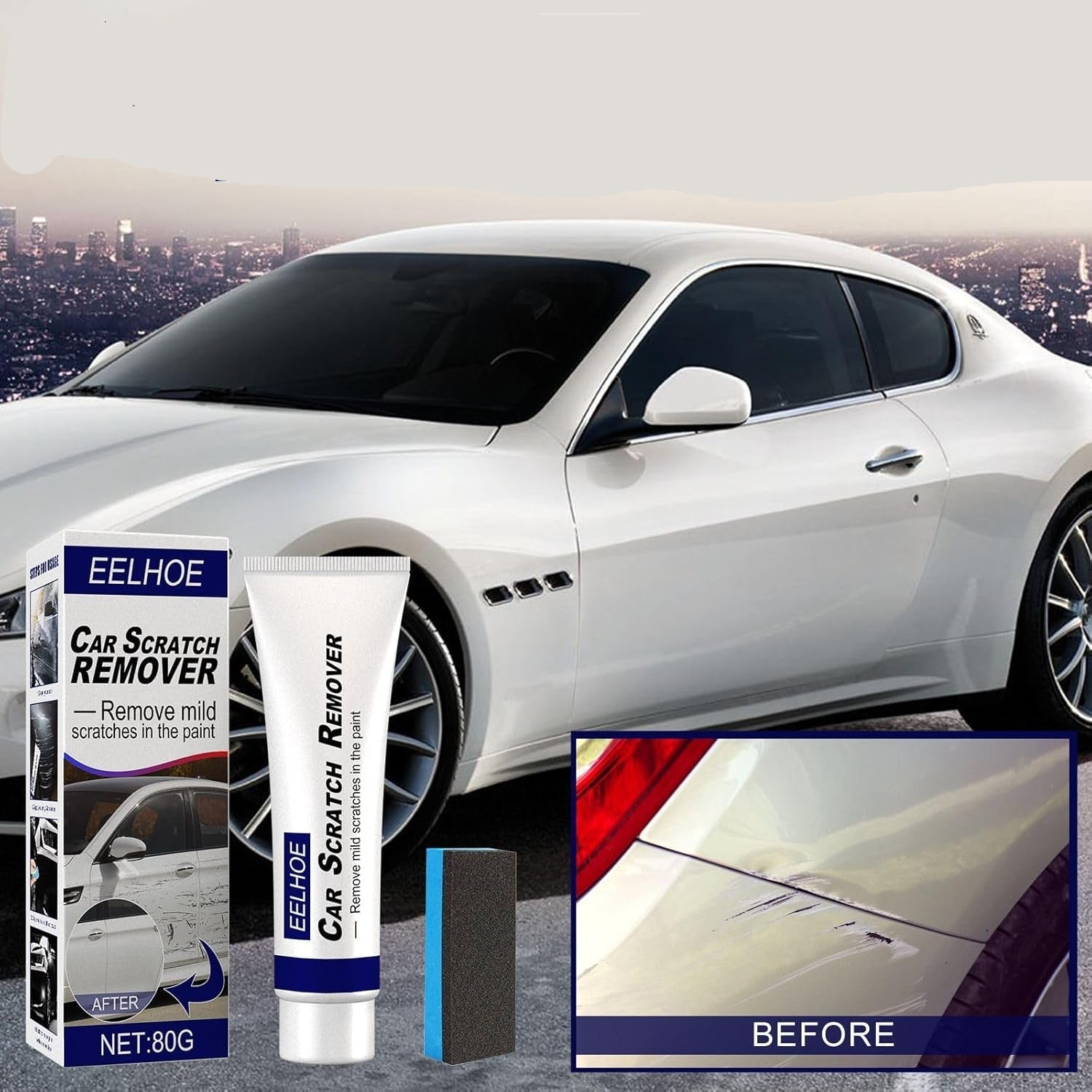 Reparador Arañazos Coche,  Quita Arañazos Coche, Pulimento Coche Arañazos, Quita Rayones Coche, Con Esponja, Para Arañazos De Ramitas Y Clavos
