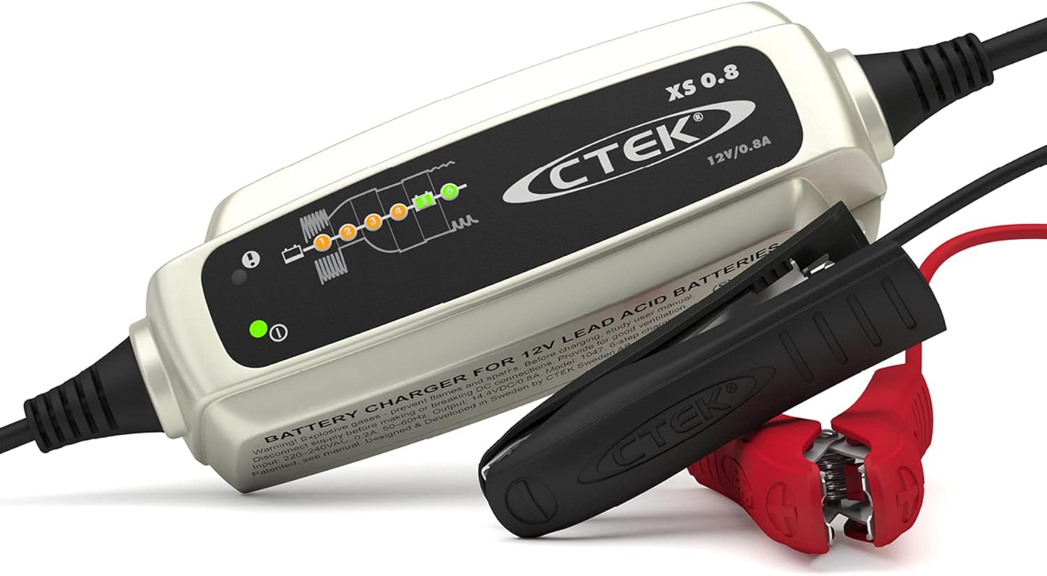 CTEK XS 0.8 Cargador Batería 12V 0.8A, Cargador Inteligente Baterias, Cargador Batería Moto, Quad, Moto De Nieve, Jetski, Moto De Agua Y Cortacésped, Mantenedor De Batería Y Desulfatador De Batería