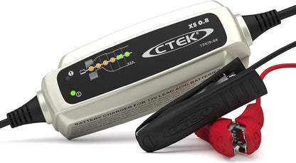 CTEK XS 0.8 Cargador Batería 12V 0.8A, Cargador Inteligente Baterias, Cargador Batería Moto, Quad, Moto De Nieve, Jetski, Moto De Agua Y Cortacésped, Mantenedor De Batería Y Desulfatador De Batería