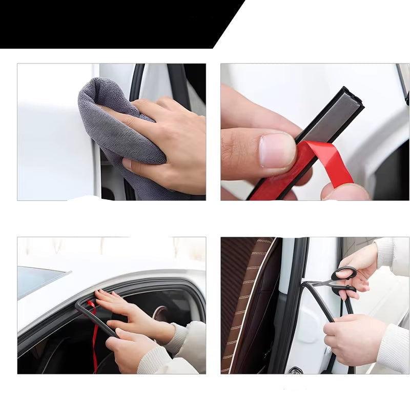 8M Double Layer Car Door Rubber Seal Strips Seal Adhesive Sticker Window Engine Cover Door Trunk Noise Insulation Weatherstrip