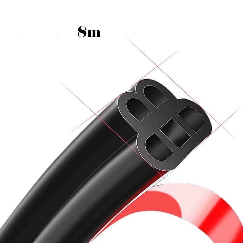 8M Double Layer Car Door Rubber Seal Strips Seal Adhesive Sticker Window Engine Cover Door Trunk Noise Insulation Weatherstrip