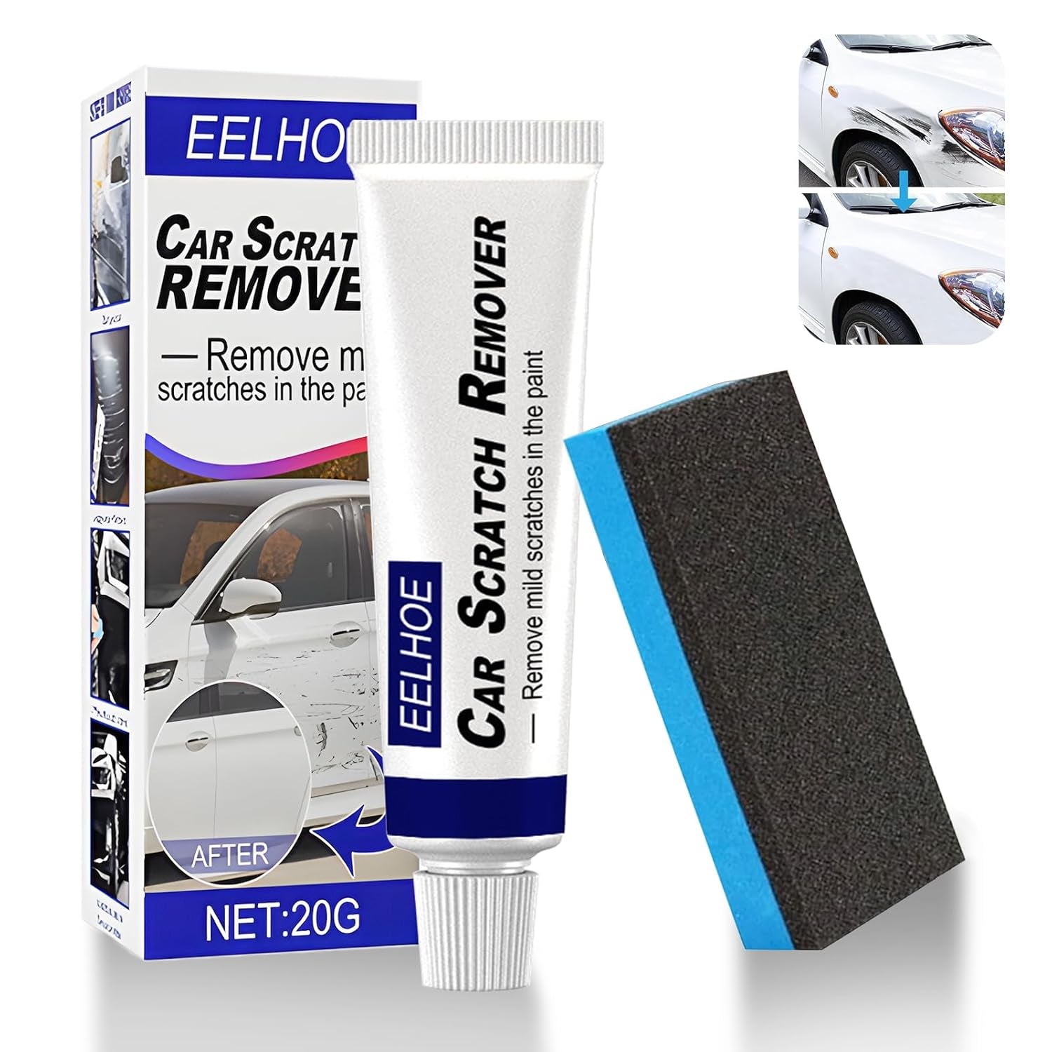 Reparador Arañazos Coche,  Quita Arañazos Coche, Pulimento Coche Arañazos, Quita Rayones Coche, Con Esponja, Para Arañazos De Ramitas Y Clavos