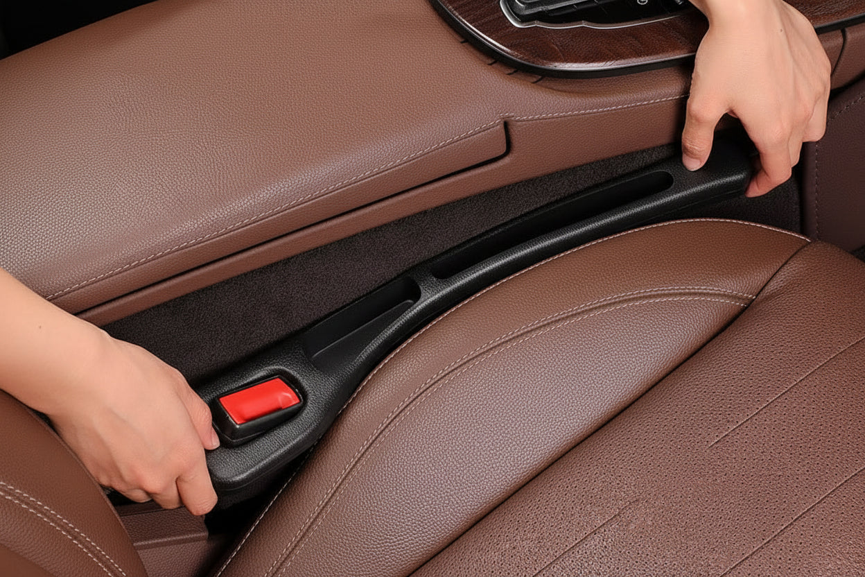 2Pc Car Seat Gap Filler Organizer Waterproof Car Seat Gap Plug Strip with 2 Grooves Seat Gap Storage Auto Interior Accessories