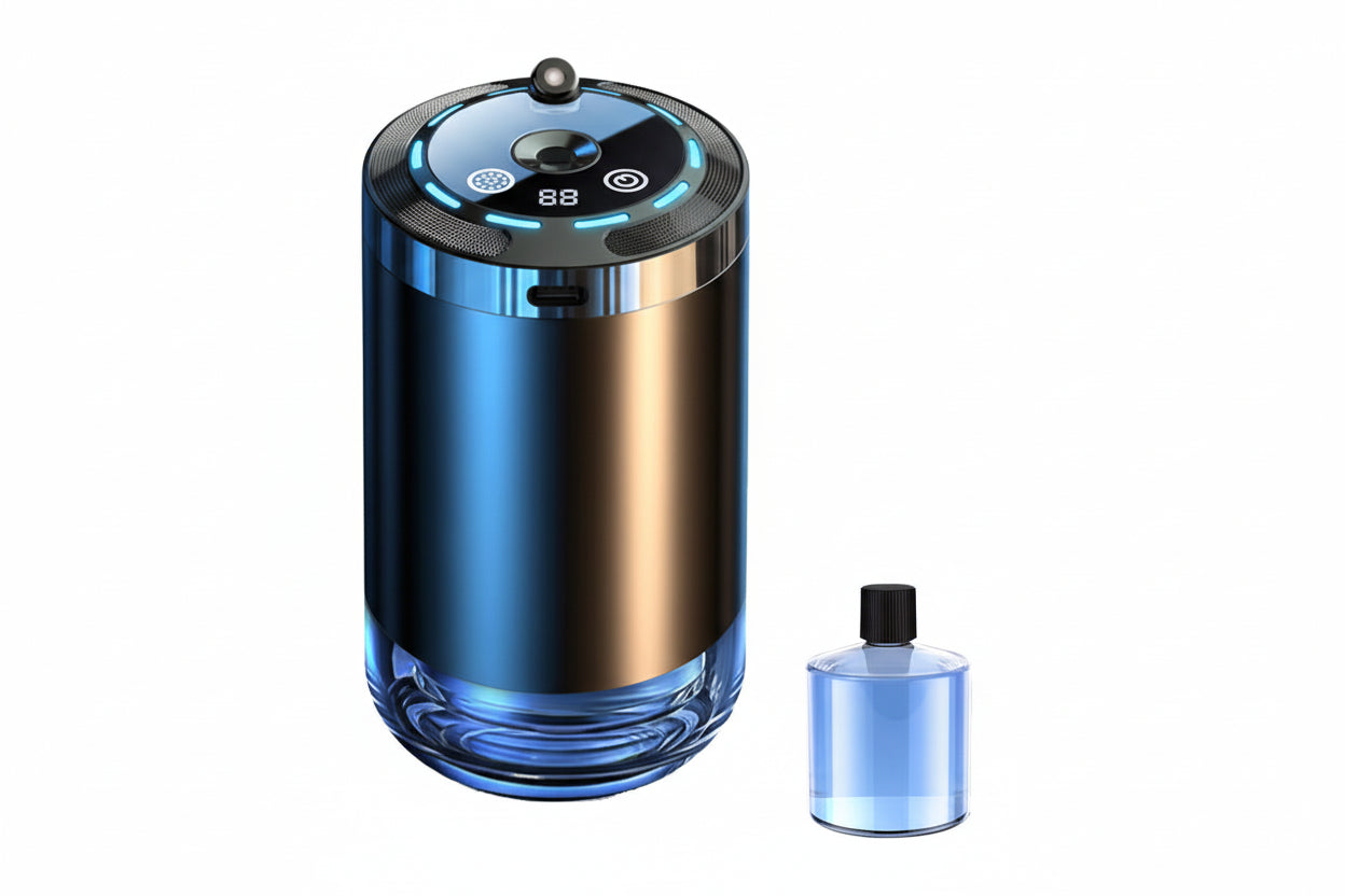 Smart Car Air Freshener, Rechargeable Car Aroma Diffuser, 5 Levels of Adjustable Intelligent Car Diffuser