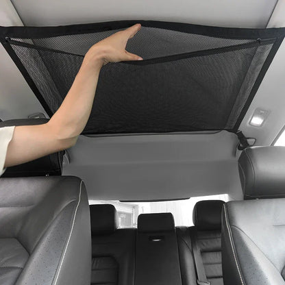 Car Roof Top Ceiling Cargo Net Pocket Mesh Organizer Bag anti Sagging Luggage Storage Net Bag for SUV Van SUV Long Trip Camping